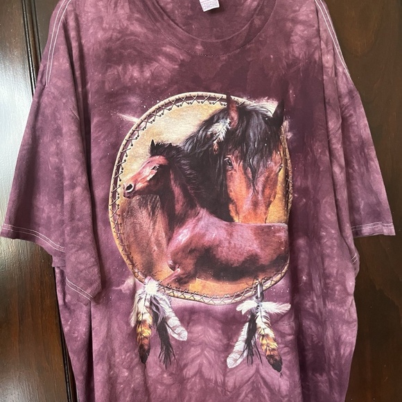 Delta Pro Weight Purple Tie Dye Horses Dreamcatcher Nature T-Shirt Y2K - Picture 2 of 7